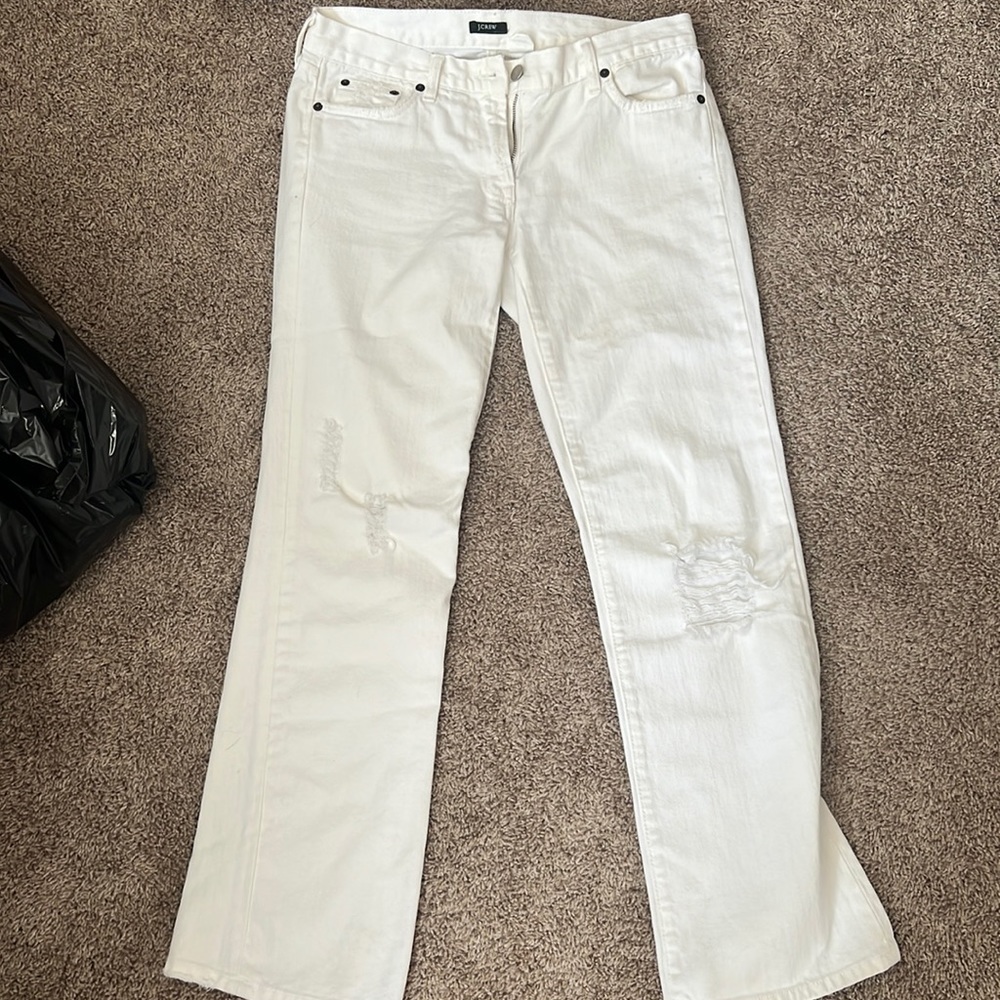 JCrew White Denim Jeans size 2 Distressed